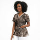 African Safari Zebra Leopard Swirl Pattern Scrub Top