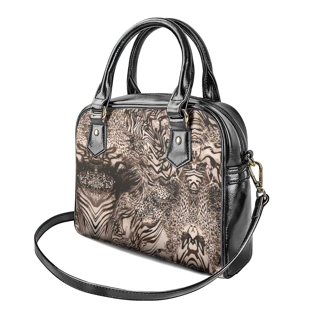 African Safari Zebra Leopard Swirl Pattern Shoulder Handbag
