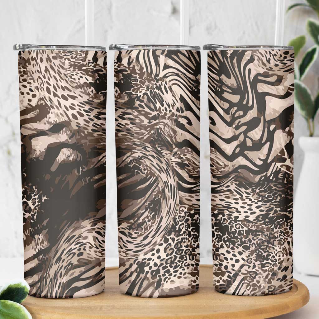African Safari Zebra Leopard Swirl Pattern Skinny Tumbler