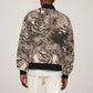 African Safari Zebra Leopard Swirl Pattern Sleeve Zip Bomber Jacket