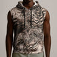 African Safari Zebra Leopard Swirl Pattern Sleeveless Hoodie