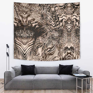 African Safari Zebra Leopard Swirl Pattern Tapestry