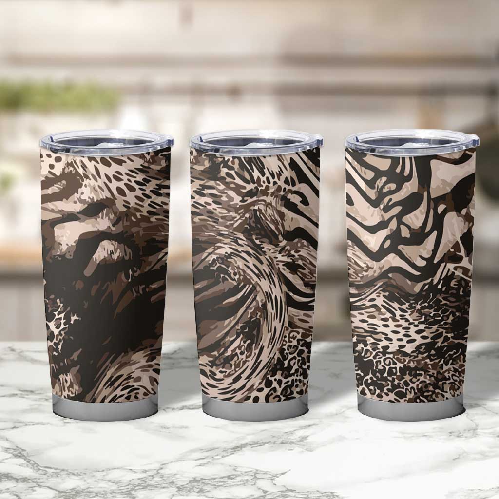 African Safari Zebra Leopard Swirl Pattern Tumbler Cup