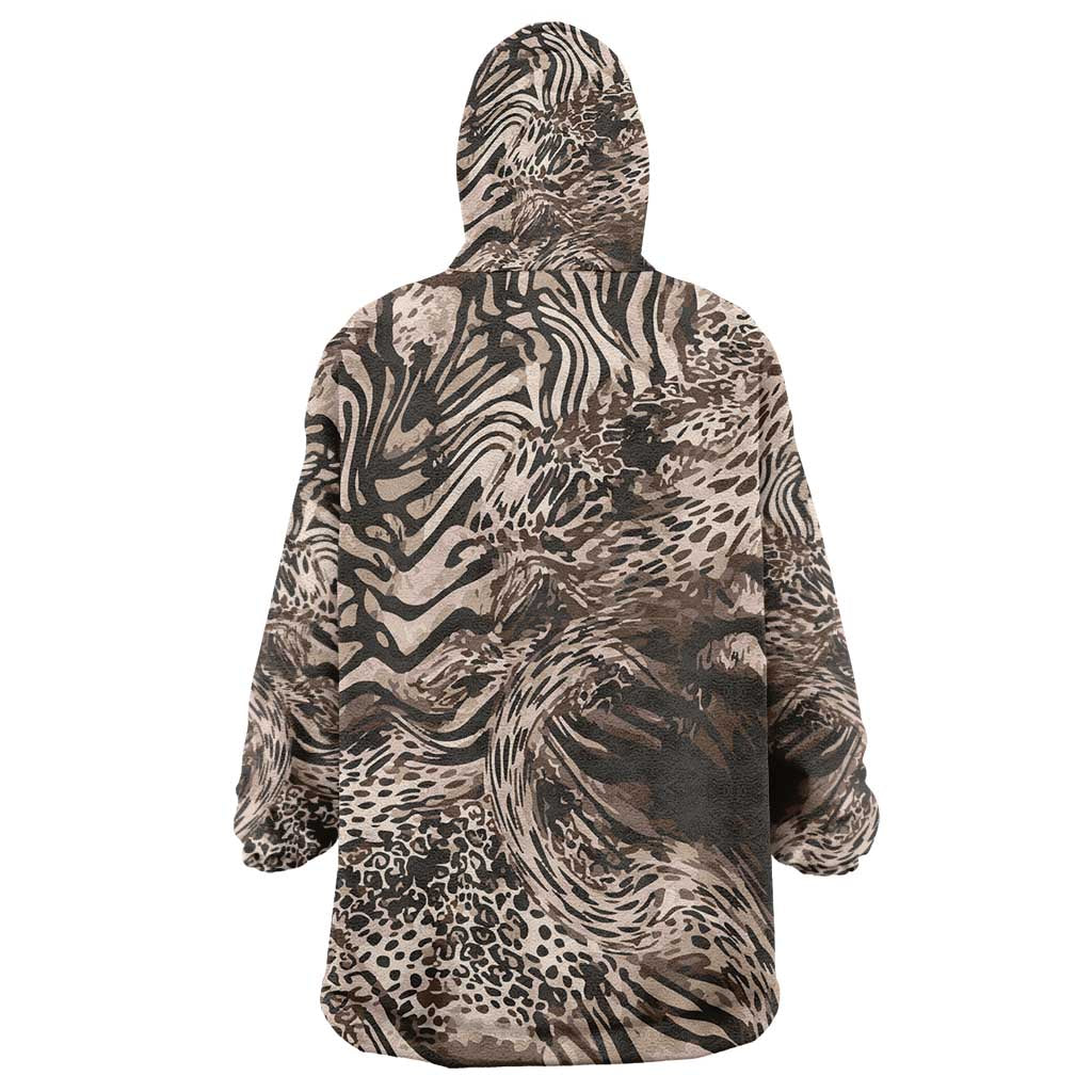 African Safari Zebra Leopard Swirl Pattern Wearable Blanket Hoodie