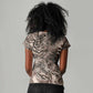African Safari Zebra Leopard Swirl Pattern Women V-Neck T-Shirt