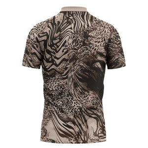 African Safari Zebra Leopard Swirl Pattern Zipper Polo Shirt
