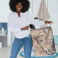 African Zebra Leopard Pattern Laundry Basket Sand Taupe Beige