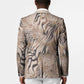 African Zebra Leopard Pattern Blazer Sand Taupe Beige