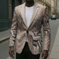 African Zebra Leopard Pattern Blazer Sand Taupe Beige
