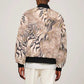 African Zebra Leopard Pattern Bomber Jacket Sand Taupe Beige