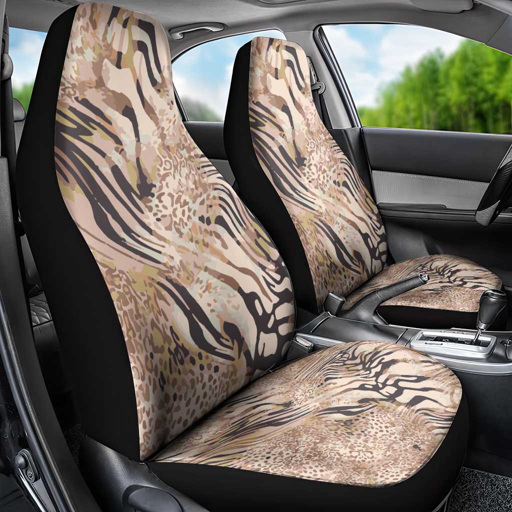 African Zebra Leopard Pattern Car Seat Cover Sand Taupe Beige