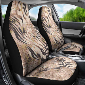 African Zebra Leopard Pattern Car Seat Cover Sand Taupe Beige