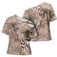 African Zebra Leopard Pattern Cross Shoulder Shirt Sand Taupe Beige