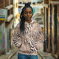 African Zebra Leopard Pattern Hoodie Sand Taupe Beige