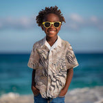 African Zebra Leopard Pattern Kid Hawaiian Shirt Sand Taupe Beige