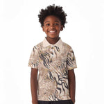 African Zebra Leopard Pattern Kid Polo Shirt Sand Taupe Beige