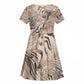 African Zebra Leopard Pattern Kid Short Sleeve Dress Sand Taupe Beige