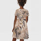 African Zebra Leopard Pattern Kid Short Sleeve Dress Sand Taupe Beige