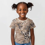 African Zebra Leopard Pattern Kid T shirt Sand Taupe Beige