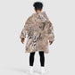 African Zebra Leopard Pattern Kid Wearable Blanket Hoodie Sand Taupe Beige