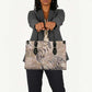 African Zebra Leopard Pattern Leather Bag Sand Taupe Beige