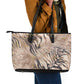 African Zebra Leopard Pattern Leather Tote Bag Sand Taupe Beige
