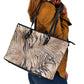 African Zebra Leopard Pattern Leather Tote Bag Sand Taupe Beige