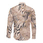 African Zebra Leopard Pattern Long Sleeve Button Shirt Sand Taupe Beige