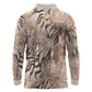 African Zebra Leopard Pattern Long Sleeve Polo Shirt Sand Taupe Beige