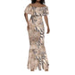 African Zebra Leopard Pattern Mermaid Dress Sand Taupe Beige