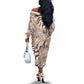 African Zebra Leopard Pattern Off The Shoulder Long Sleeve Dress Sand Taupe Beige