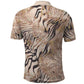 African Zebra Leopard Pattern Polo Shirt Sand Taupe Beige