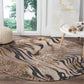 African Zebra Leopard Pattern Round Carpet Sand Taupe Beige