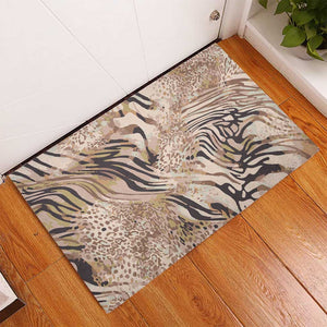 African Zebra Leopard Pattern Rubber Doormat Sand Taupe Beige