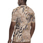 African Zebra Leopard Pattern Rugby Jersey Sand Taupe Beige