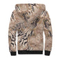 African Zebra Leopard Pattern Sherpa Hoodie Sand Taupe Beige
