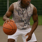 African Zebra Leopard Pattern Sleeveless Hoodie Sand Taupe Beige