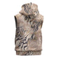 African Zebra Leopard Pattern Sleeveless Zip Hoodie Sand Taupe Beige