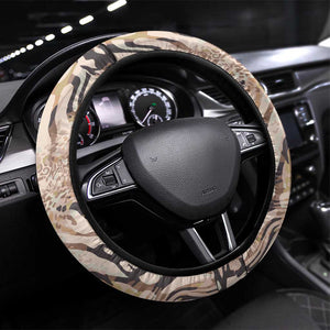 African Zebra Leopard Pattern Steering Wheel Cover Sand Taupe Beige