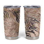 African Zebra Leopard Pattern Tumbler Cup Sand Taupe Beige