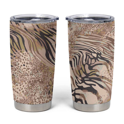 African Zebra Leopard Pattern Tumbler Cup Sand Taupe Beige