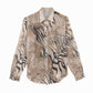 African Zebra Leopard Pattern Women Casual Shirt Sand Taupe Beige