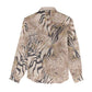 African Zebra Leopard Pattern Women Casual Shirt Sand Taupe Beige