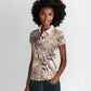 African Zebra Leopard Pattern Women Polo Shirt Sand Taupe Beige