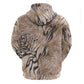 African Zebra Leopard Pattern Zip Hoodie Sand Taupe Beige