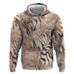 African Zebra Leopard Pattern Zip Hoodie Sand Taupe Beige