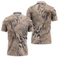African Zebra Leopard Pattern Zipper Polo Shirt Sand Taupe Beige