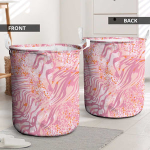 African Zebra Leopard Pattern Laundry Basket Blush Savannah