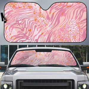 African Zebra Leopard Pattern Auto Sun Shade Blush Savannah