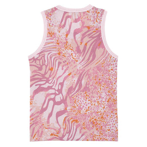 African Zebra Leopard Pattern Basketball Jersey Blush Savannah